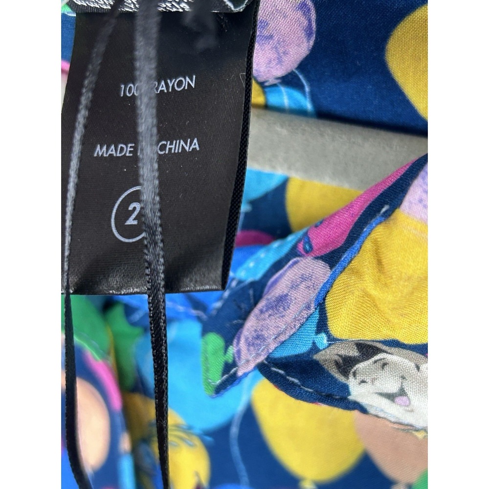 Disney Pixar Her Universe UP Balloons Colorful Size 2 Button Up Shirt Rayon - Picture 7 of 7